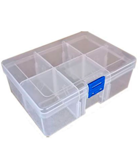 Caja organizadora de plástico nº 20, multiusos, con separadores, 6 compartimentos, almacenaje de tornillos, tuercas, accesorios pesca, 5,5 x 15,5 x 12 cm