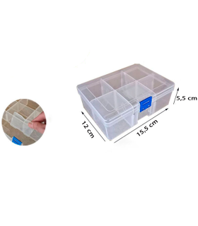 Caja organizadora de plástico nº 20, multiusos, con separadores, 6 compartimentos, almacenaje de tornillos, tuercas, accesorios pesca, 5,5 x 15,5 x 12 cm