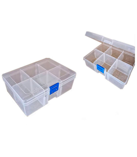 Caja organizadora de plástico nº 20, multiusos, con separadores, 6 compartimentos, almacenaje de tornillos, tuercas, accesorios pesca, 5,5 x 15,5 x 12 cm