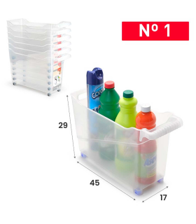 Tradineur - Carrito de plástico multiusos con ruedas - 27,8 x 45 x 16,8 cm - Cesta para diversos usos con ruedas para moverlo - Cesto para organización y almacenamiento - Transparente