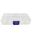 Tradineur - Caja organizadora de plástico con 10 compartimentos y 6 separadores removibles, almacenaje de tornillos, tuercas, accesorios pesca, 13 x 6,2 x 2,2 cm