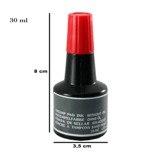 Tradineur - Tinta para tampones y sellos, tinta de sellar sin aceite, apta para sellos de oficina, entintado manual (Rojo, 30 ml)