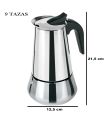 Tradineur - Cafetera arábica de acero inoxidable, 9 tazas, especial inducción, válida para todo tipo de fuegos, interior antióxido y asa resistente, apta para lavavajillas (Mate, 21,5 x 12,5 cm)