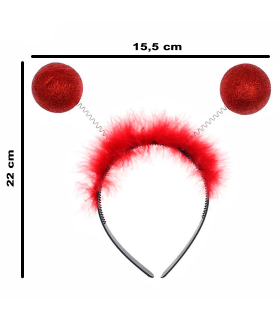 Tradineur - Diadema de mariquita con antenas y bolas, accesorio para disfraces, carnaval, Halloween, cosplay, fiesta, adultos y niños (Rojo, 22 x 15,5 cm)