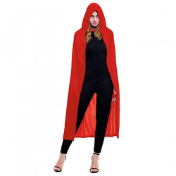 Tradineur - Capa con capucha de terciopelo, accesorio disfraz de vampiro, superhéroe, carnaval, halloween, cosplay, fiestas, adu