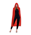 Capa con capucha de terciopelo, accesorio disfraz de vampiro, superhéroe, carnaval, halloween, cosplay, fiestas, adulto unisex, talla única, 140 cm, rojo