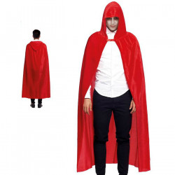 Tradineur - Capa con capucha de terciopelo, accesorio disfraz de vampiro, superhéroe, carnaval, halloween, cosplay, fiestas, adu