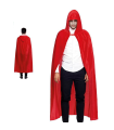 Capa con capucha de terciopelo, accesorio disfraz de vampiro, superhéroe, carnaval, halloween, cosplay, fiestas, adulto unisex, talla única, 140 cm, rojo