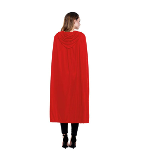 Capa con capucha de terciopelo, accesorio disfraz de vampiro, superhéroe, carnaval, halloween, cosplay, fiestas, adulto unisex, talla única, 140 cm, rojo