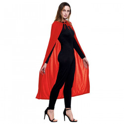 Tradineur - Capa con capucha de terciopelo, accesorio disfraz de vampiro, superhéroe, carnaval, halloween, cosplay, fiestas, adu