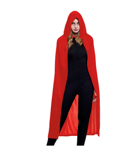 Capa con capucha de terciopelo, accesorio disfraz de vampiro, superhéroe, carnaval, halloween, cosplay, fiestas, adulto unisex, talla única, 140 cm, rojo