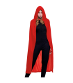 Capa con capucha de terciopelo, accesorio disfraz de vampiro, superhéroe, carnaval, halloween, cosplay, fiestas, adulto unisex, talla única, 140 cm, rojo