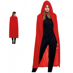 Tradineur - Capa con capucha de terciopelo, accesorio disfraz de vampiro, superhéroe, carnaval, halloween, cosplay, fiestas, adu