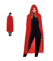 Capa con capucha de terciopelo, accesorio disfraz de vampiro, superhéroe, carnaval, halloween, cosplay, fiestas, adulto unisex, talla única, 140 cm, rojo