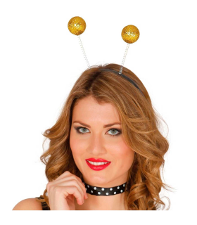 Tradineur - Diadema infantil con antenas y bolas amarillas, accesorios para disfraz de abeja, carnaval, halloween, cosplay, fiesta, niños, negro y amarillo, modelo aleatorio