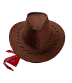 Sombrero de vaquero infantil marrón oscuro para niños para carnaval, halloween, fiestas y celebraciones. 12 x 31 x 34 cm