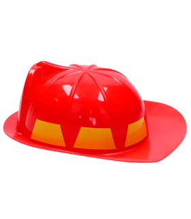 Tradineur - Casco infantil de bombero, plástico, sombrero de niño, gorro para disfraces, juguete, accesorio de carnaval, Halloween, cosplay, fiestas (Rojo, 22 x 26,5 x 10 cm)