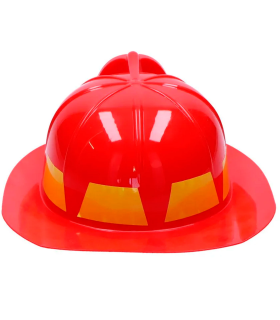 Tradineur - Casco infantil de bombero, plástico, sombrero de niño, gorro para disfraces, juguete, accesorio de carnaval, Halloween, cosplay, fiestas (Rojo, 22 x 26,5 x 10 cm)