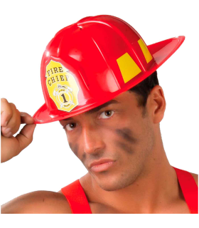 Tradineur - Casco de bombero - Fabricado en Plástico resistente - Complemento para carnaval, halloween, fiestas y celebraciones - 12 x 25 x 29 cm