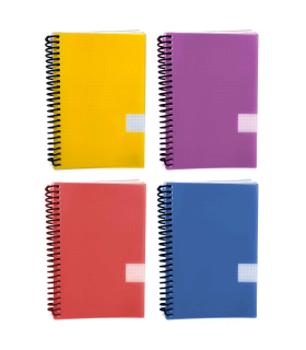 Tradineur - Cuaderno/Libreta - Tapa dura - Páginas cuadriculadas 4x4 - 80 páginas - 60 gr - Formato 8º - Encuadernación en espiral - 15,8 x 10,7 cm - Color aleatorio