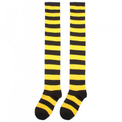 Tradineur - Medias de rayas de poliéster y licra, accesorios para disfraz de payaso, abeja, carnaval, halloween, cosplay, fiesta