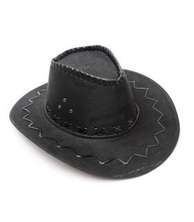 Sombrero de vaquero color negro para jóvenes y adultos para carnaval, halloween, fiestas y celebraciones. 13 x 33,5 x 37 cm