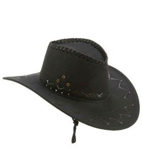 Sombrero de vaquero color negro para jóvenes y adultos para carnaval, halloween, fiestas y celebraciones. 13 x 33,5 x 37 cm