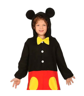 Disfraz de ratón, mono negro con diseño de ratón y pantalón rojo para niños para carnaval, halloween y celebraciones. Talla 5 - 6 años