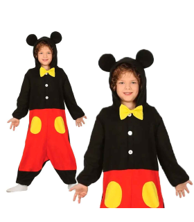 Disfraz de ratón, mono negro con diseño de ratón y pantalón rojo para niños para carnaval, halloween y celebraciones. Talla 5 - 6 años