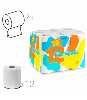 Tradineur - Pack de 12 rollos de papel higiénico, doble capa, extra suave, dermatológicamente testado (Blanco)