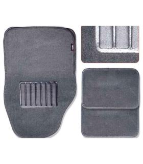 Tradineur - Juego 4 alfombras universales para coche - Alfombrillas fabricadas en terciopelo resistente, antideslizante y flexible para vehículos - Color Gris