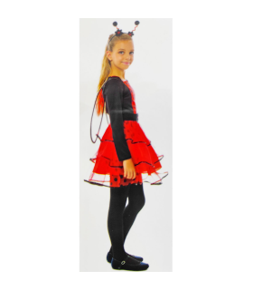 Disfraz de mariquita de niña, fibra sintética, incluye vestido, diadema y alas, carnaval, halloween, cosplay, fiestas, infantil (7-9 años)