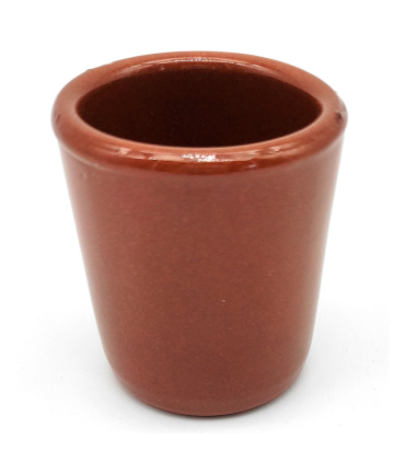 Tradineur - Vaso de chupito de barro, diseño tradicional, artesanal, servir licores, celebraciones, fiestas (Marrón, 5,2 x 4,8 cm, 50 ml)