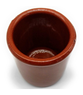 Tradineur - Vaso de chupito de barro, diseño tradicional, artesanal, servir licores, celebraciones, fiestas (Marrón, 5,2 x 4,8 cm, 50 ml)