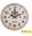 Tradineur - Reloj redondo de pared con números grandes, madera, diseño vintange, sala de estar, cocina, dormitorio, oficina (Royal, Ø 29,5 cm)