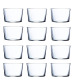 Tradineur - Juego de 12 vasos de cristal 23 cl, modelo "Ruta", pack 12 vasos para licores, bebidas, 8,2 x 6 cm, ligeros, aptos para lavavajillas