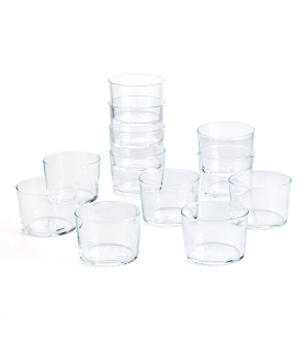 Set de 12 vasos de cristal 23 cl, modelo Chiquito, juego de vasos bajos para agua, bebidas, 8 x 5,7 cm, resistentes, ligeros, aptos para lavavajillas