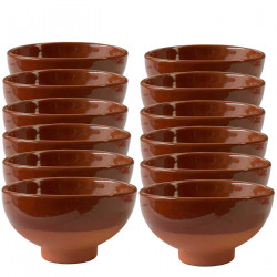 Tradineur - Pack de 12 tazas de barro cocido, modelo Ribeiro, cuencos ideales para servir vino, salsas o aperitivos, fabricado e