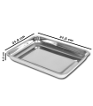 Tradineur - Bandeja de horno de acero inoxidable, fuente rectangular para asar, rustidera de cocina, cocinar y servir, 31,5 x 21,5 x 4,5 cm