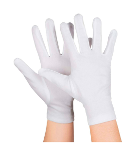 Guantes cortos para disfraz, 100% poliéster, accesorio de carnaval, halloween, cosplay, fiestas, cumpleaños (Blanco, adulto, talla única)