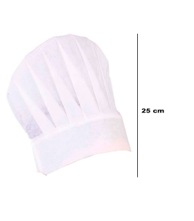 Gorro de chef de cocina de color blanco para jóvenes y adultos, poliéster, complemento para carnaval, halloween, fiestas, celebraciones, 25 cm