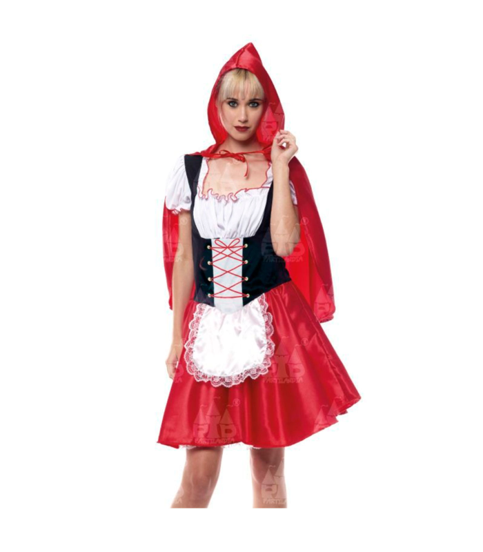 Disfraz caperucita roja, fibra sintética, incluye vestido y capa, carnaval, halloween, cosplay, fiestas, adulto mujer, talla S