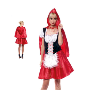 Disfraz caperucita roja, fibra sintética, incluye vestido y capa, carnaval, halloween, cosplay, fiestas, adulto mujer, talla S