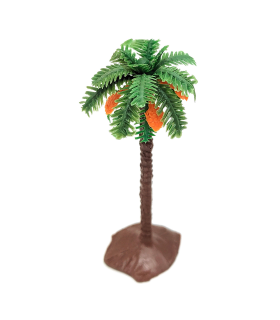 Tradineur - Palmera con dátiles decorativa 12 x 4,5 cm, resina, árbol artificial en miniatura para crear escenarios decorativos, mesa, estantería, repisa, decoración del hogar