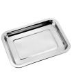 Tradineur - Bandeja para horno de acero inoxidable, fuente rectangular para asar, rustidera de cocina, cocinar y servir, 35,4 x 26,4 x 4,4 cm