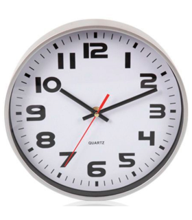 Reloj de pared silencioso con números redondo, diseño clásico, funcionamiento a pilas, decoración del hogar, cocina, salón, dormitorio, 24,5 cm de diámetro, color aleatorio