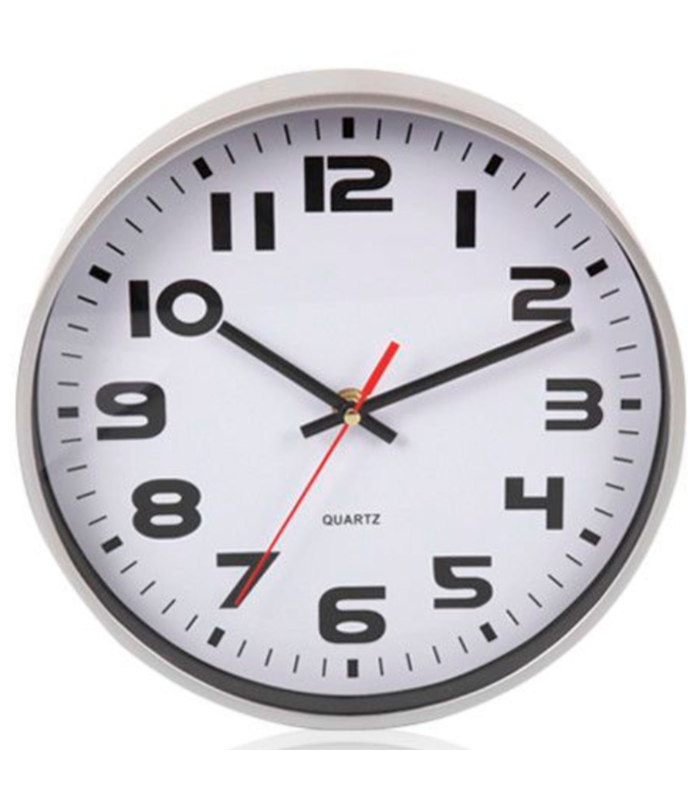 Reloj de pared silencioso con números redondo, diseño clásico, funcionamiento a pilas, decoración del hogar, cocina, salón, dormitorio, 24,5 cm de diámetro, color aleatorio