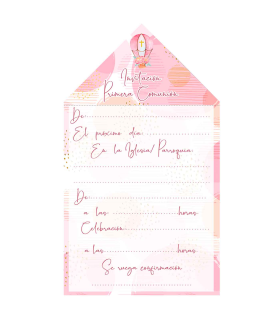 Cartas de invitaciones a la comunión de chicas, 10 Unidades. Primera comunion, iglesia, niñas, familia. 8 x 13,5 x 1 cm