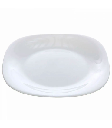 Tradineur - Plato de postre de vidrio opal templado, extra resistente, vajilla de cocina, apto para lavavajillas y microondas (Blanco, 20 x 20 x 1,5 cm)