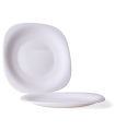 Tradineur - Plato de postre de vidrio opal templado, extra resistente, vajilla de cocina, apto para lavavajillas y microondas (Blanco, 20 x 20 x 1,5 cm)